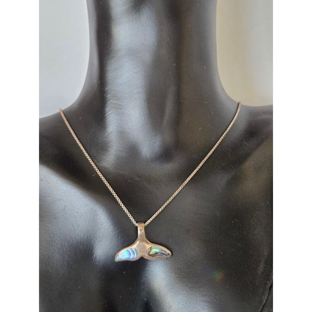 Vintage 925 sterling mermaid or wale tail abalone